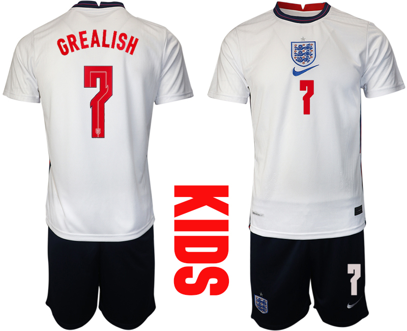 2021 European Cup England home Youth #7 soccer jerseys->youth soccer jersey->Youth Jersey